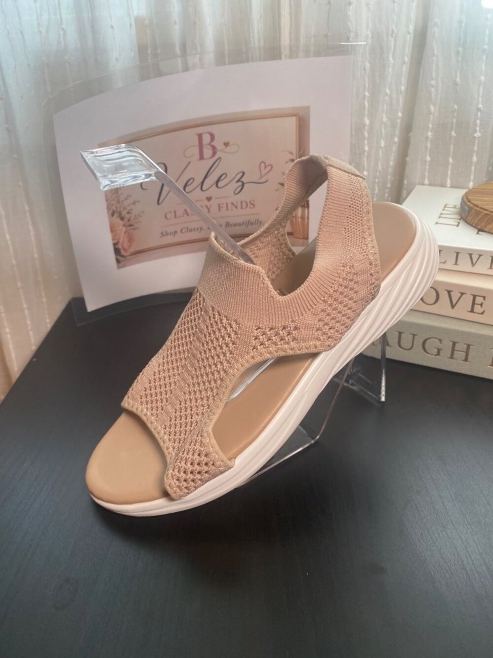 Blush Knit Comfort Platform Sandals | Lightweight Stretch | Women's US 10 (EU 41
